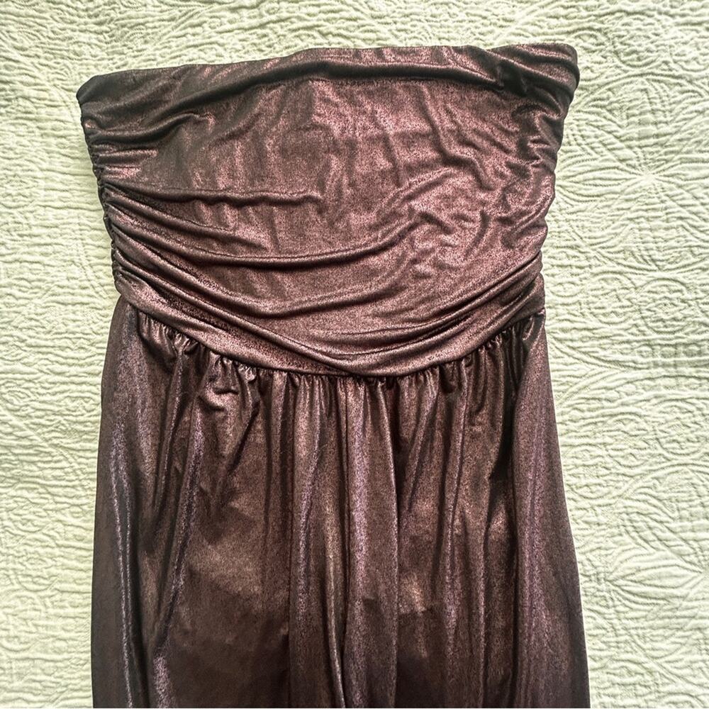 Shiny Purple strapless Jumpsuit Large